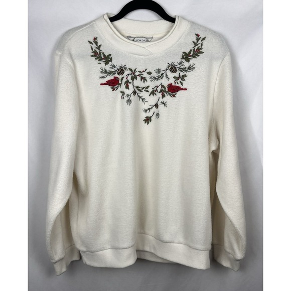 Allison Daley Sweaters - Vtg Allison Daley Grandmacore Cardinal Christmas Sweatshirt Embroidered L 90s‎